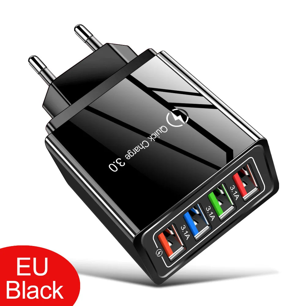 Carregador USB 20W com 4 Portas | Quick Charge 3.0 para iPhone e Android