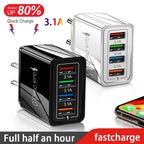 Carregador USB 20W com 4 Portas | Quick Charge 3.0 para iPhone e Android