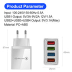 Carregador USB 20W com 4 Portas | Quick Charge 3.0 para iPhone e Android
