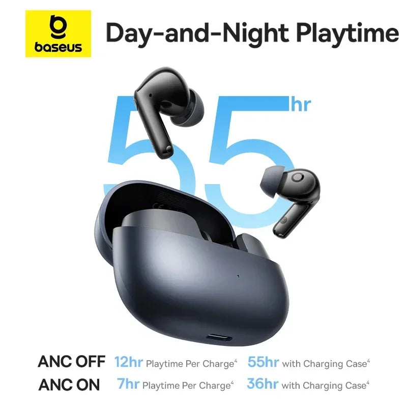 Baseus EP10 Pro ANC | Auriculares Bluetooth Hi-Res LDAC com ANC 50dB