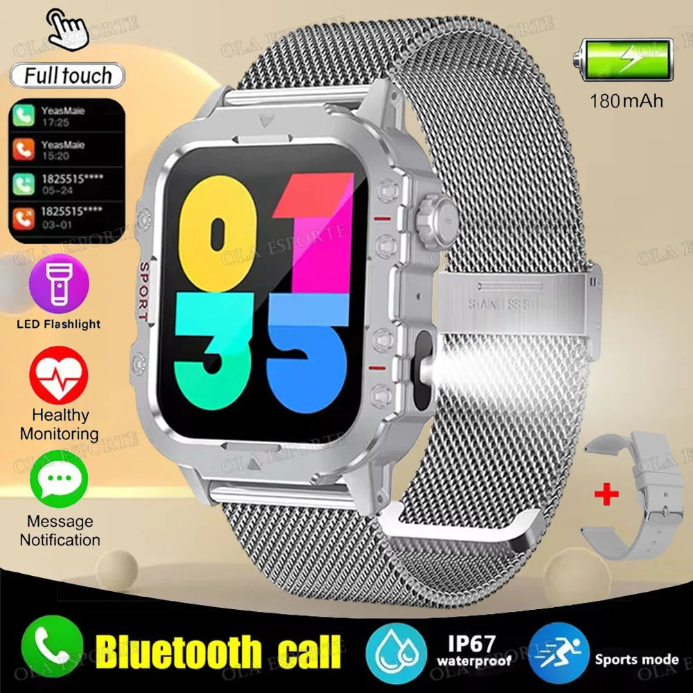 Smartwatch Militar 2025 | Chamadas Bluetooth, GPS e Monitor de Saúde