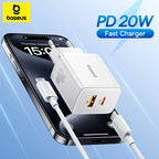 Carregador USB-C Baseus 20W PD | Carregamento Rápido para iPhone e Android