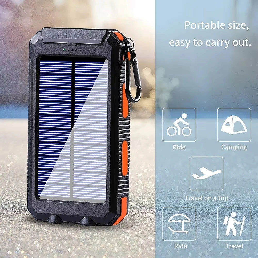 Power Bank Solar 80000mAh | Carregador Portátil com Lanterna LED e Carregamento Rápido