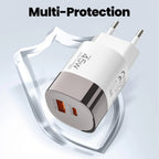 Carregador 45W USB-C e USB-A | Power Delivery PD e Quick Charge 3.0