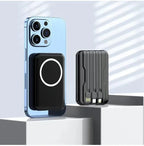 Power Bank Magnético 10000mAh 22.5W | Carregamento Sem Fios e Cabo Integrado