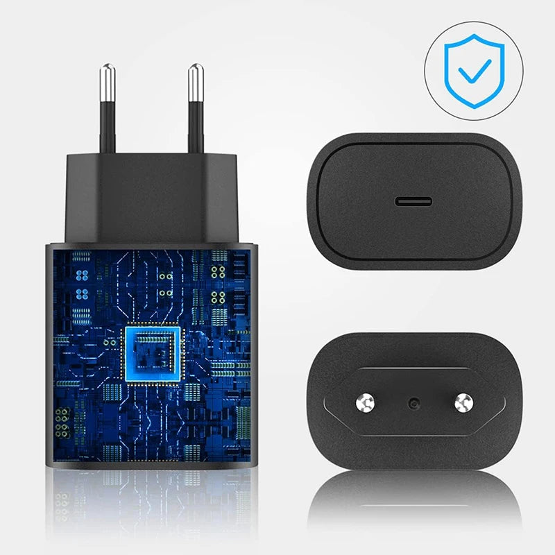Carregador USB-C 25W com Cabo USB-C | Carregamento Rápido para Samsung e iPhone