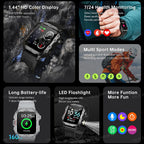 Smartwatch Militar 2025 | Chamadas Bluetooth, GPS e Monitor de Saúde