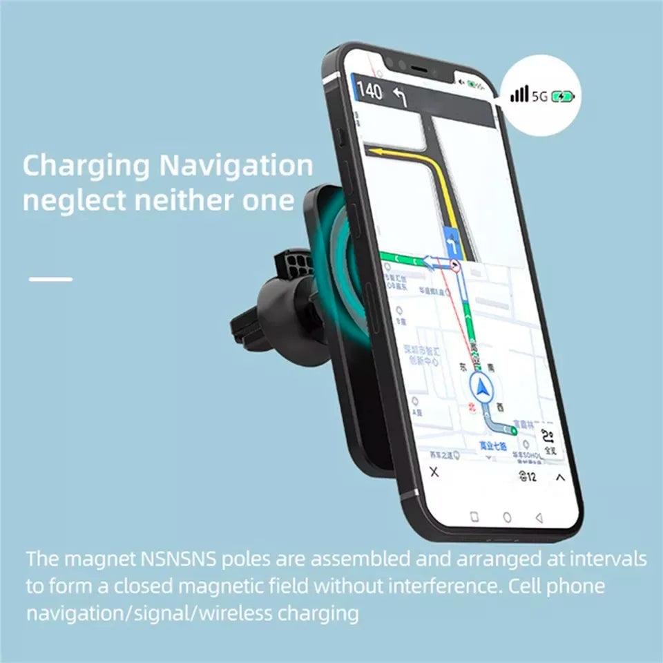 Suporte Magnético para Carro com Carregamento Sem Fios 30W | Compatível com MagSafe