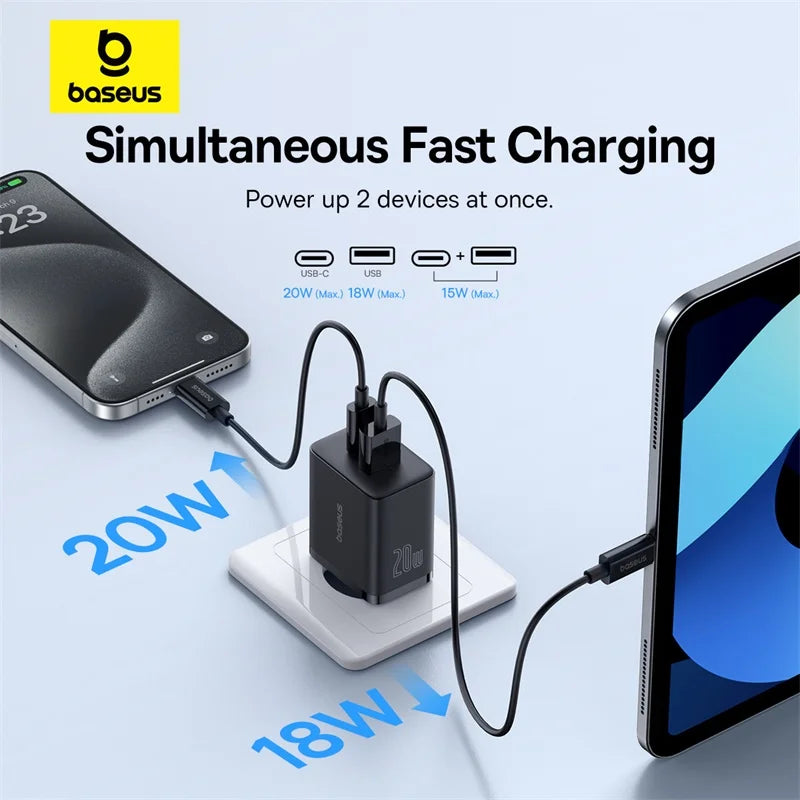 Carregador USB-C Baseus 20W PD | Carregamento Rápido para iPhone e Android