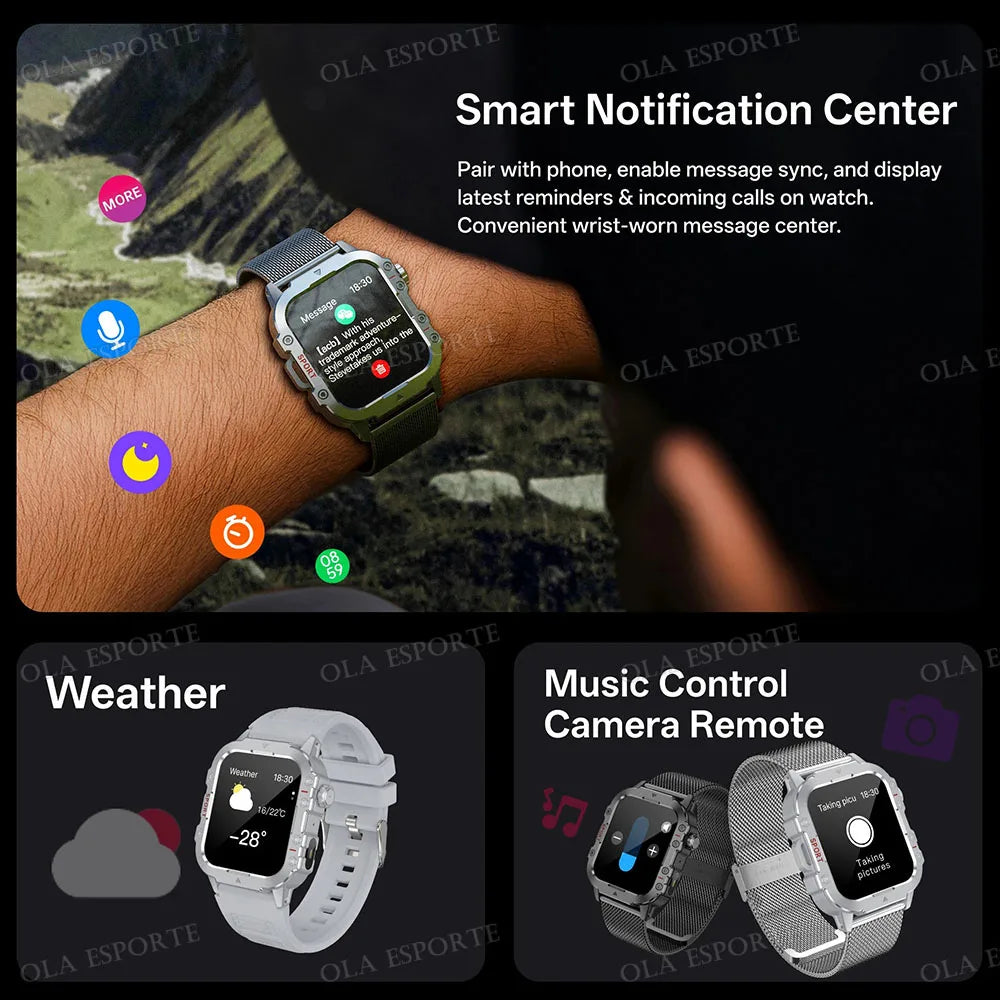 Smartwatch Militar 2025 | Chamadas Bluetooth, GPS e Monitor de Saúde
