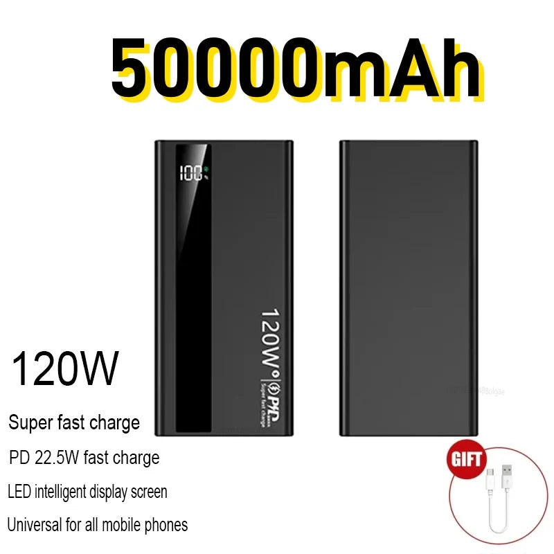 Power Bank 500000mAh 120W | Carregador Portátil de Carregamento Rápido
