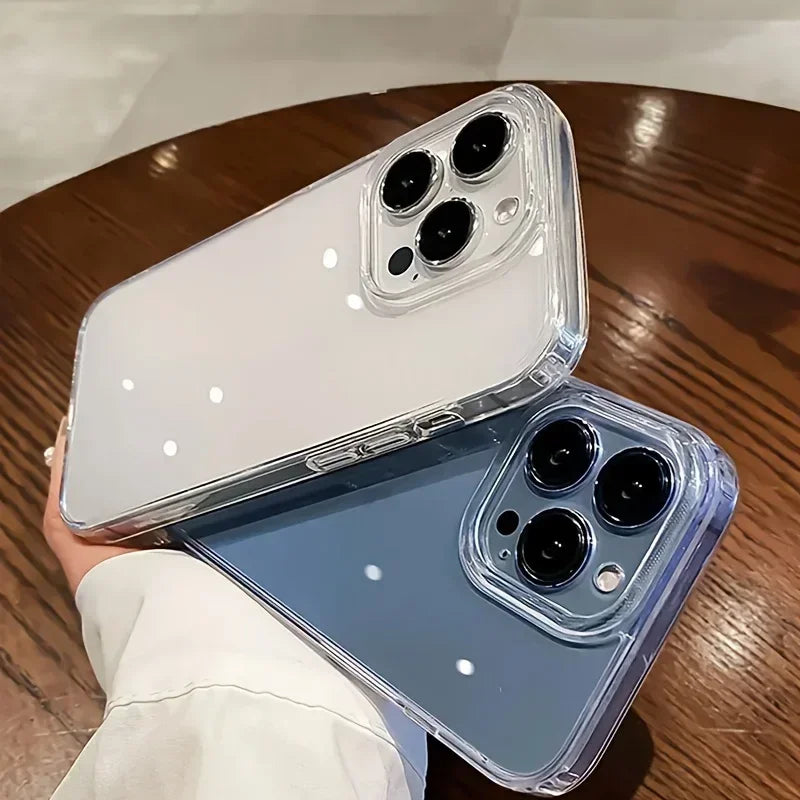 Capa transparente de luxo para iPhone 17 Air 16 15 14 Plus 13 12 11 Pro Max Shockproof HD Clear capa traseira acrílica dura