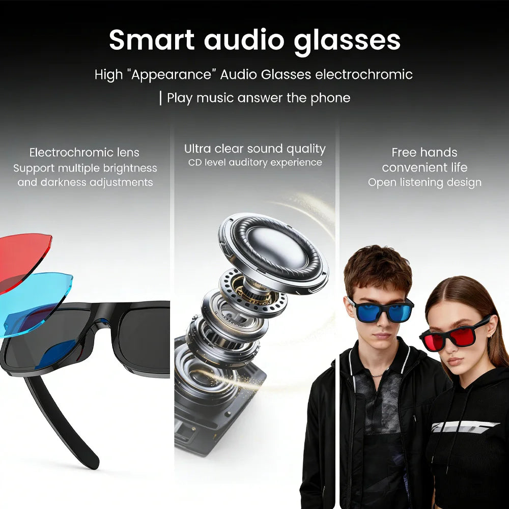 Óculos Inteligentes Bluetooth KaiAqua | Áudio HD, Chamadas e Lentes Fotocromáticas