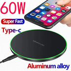 Carregador Sem Fios 60W USB-C | Base Wireless para Smartphones Compatíveis