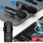 Microfone Lavalier Sem Fios USB-C | Redução de Ruído para iPhone e Android