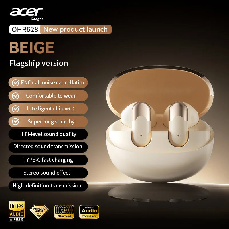 Acer Ohr628 Bluetooth | Auriculares Sem Fios com Som HiFi e Microfone