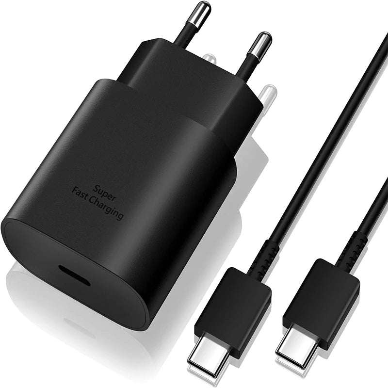 Carregador USB-C 25W com Cabo USB-C | Carregamento Rápido para Samsung e iPhone