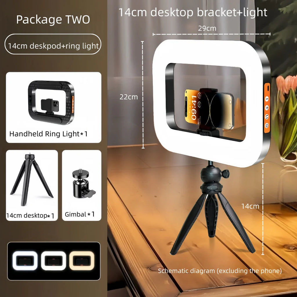 Ring Light LED Portátil Recarregável | Luz para Vídeos, Lives e Fotografia