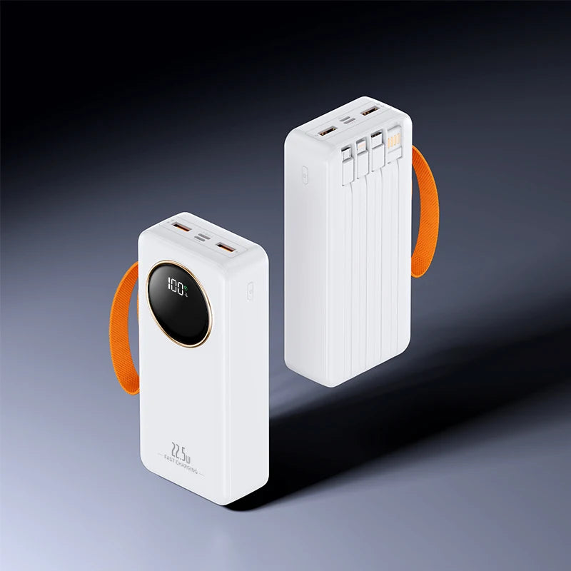 Power Bank OUIO 80000mAh 22.5W | Carregador Portátil com Cabos Integrados