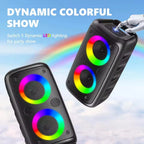 Coluna Bluetooth Karaokê com Microfone | Rádio FM, LED e Bateria Recarregável