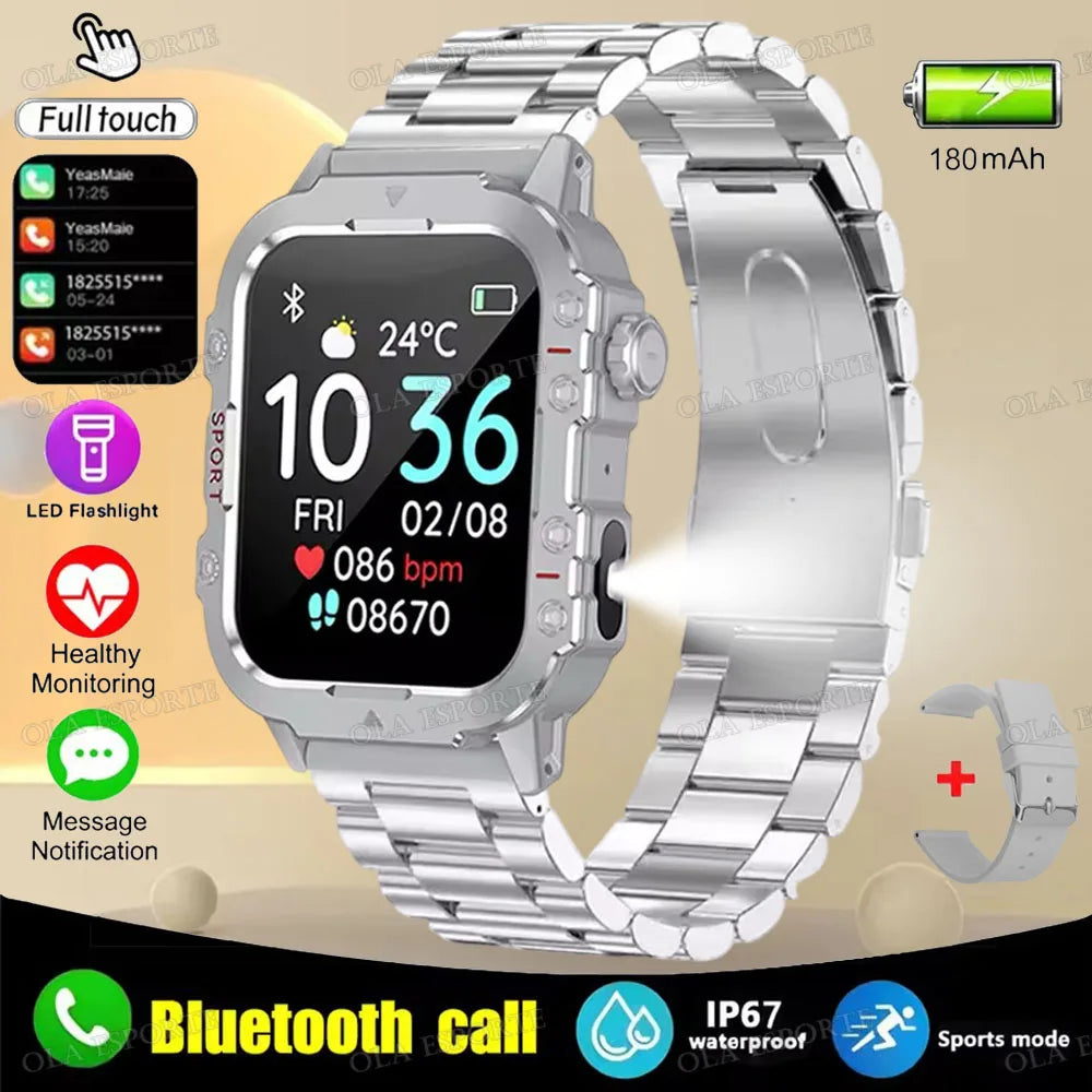 Smartwatch Militar 2025 | Chamadas Bluetooth, GPS e Monitor de Saúde