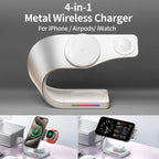 Estação de Carregamento Magnética 4 em 1 15W | Compatível com iPhone, Apple Watch e AirPods