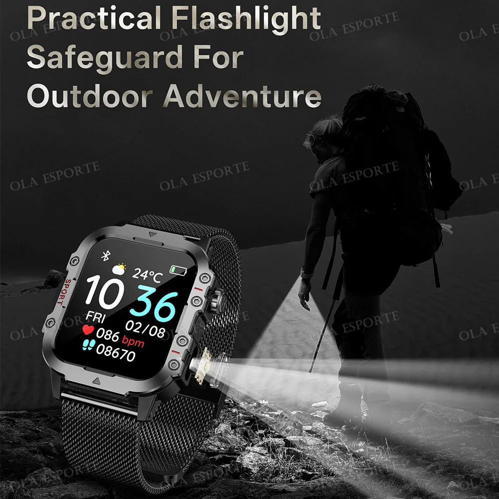 Smartwatch Militar 2025 | Chamadas Bluetooth, GPS e Monitor de Saúde