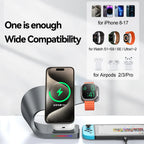 Estação de Carregamento Magnética 4 em 1 15W | Compatível com iPhone, Apple Watch e AirPods
