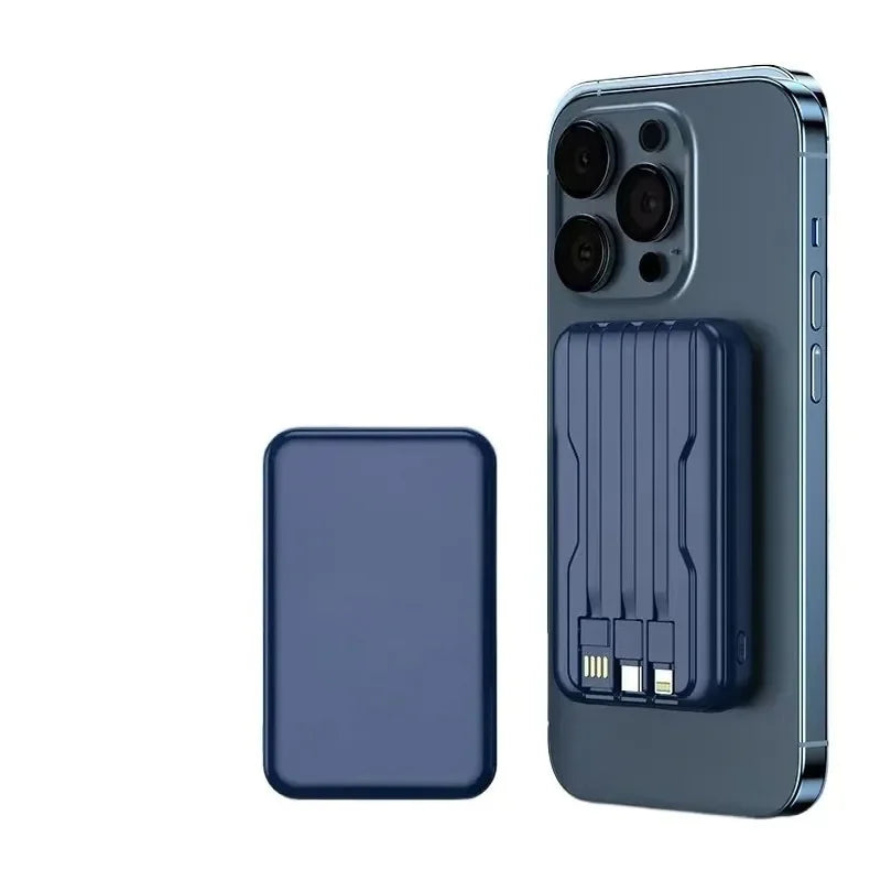 Power Bank Magnético 10000mAh 22.5W | Carregamento Sem Fios e Cabo Integrado