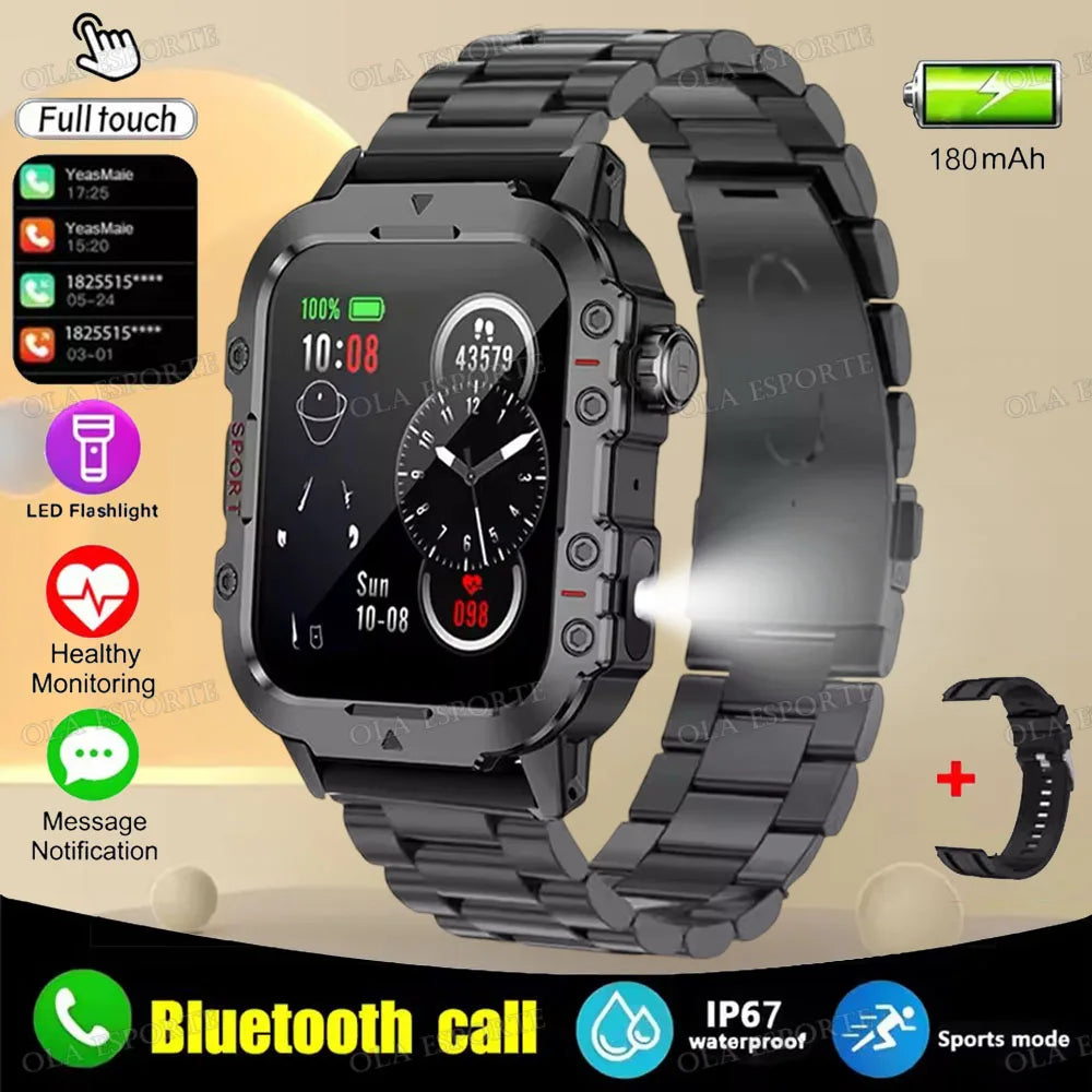 Smartwatch Militar 2025 | Chamadas Bluetooth, GPS e Monitor de Saúde