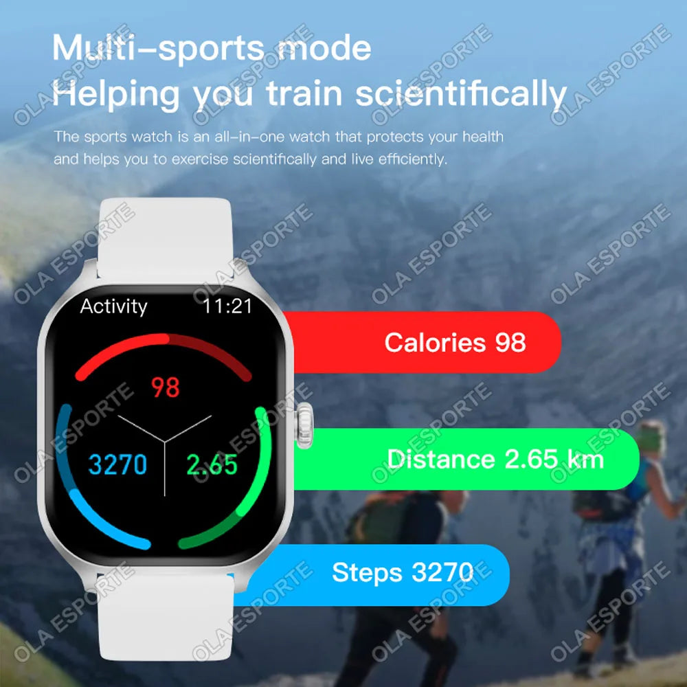 Smartwatch 2.01" HD | Chamadas Bluetooth, GPS e Monitor de Saúde
