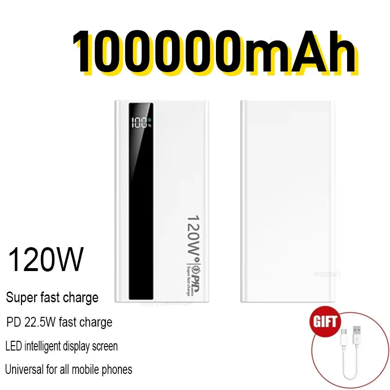 Power Bank 500000mAh 120W | Carregador Portátil de Carregamento Rápido