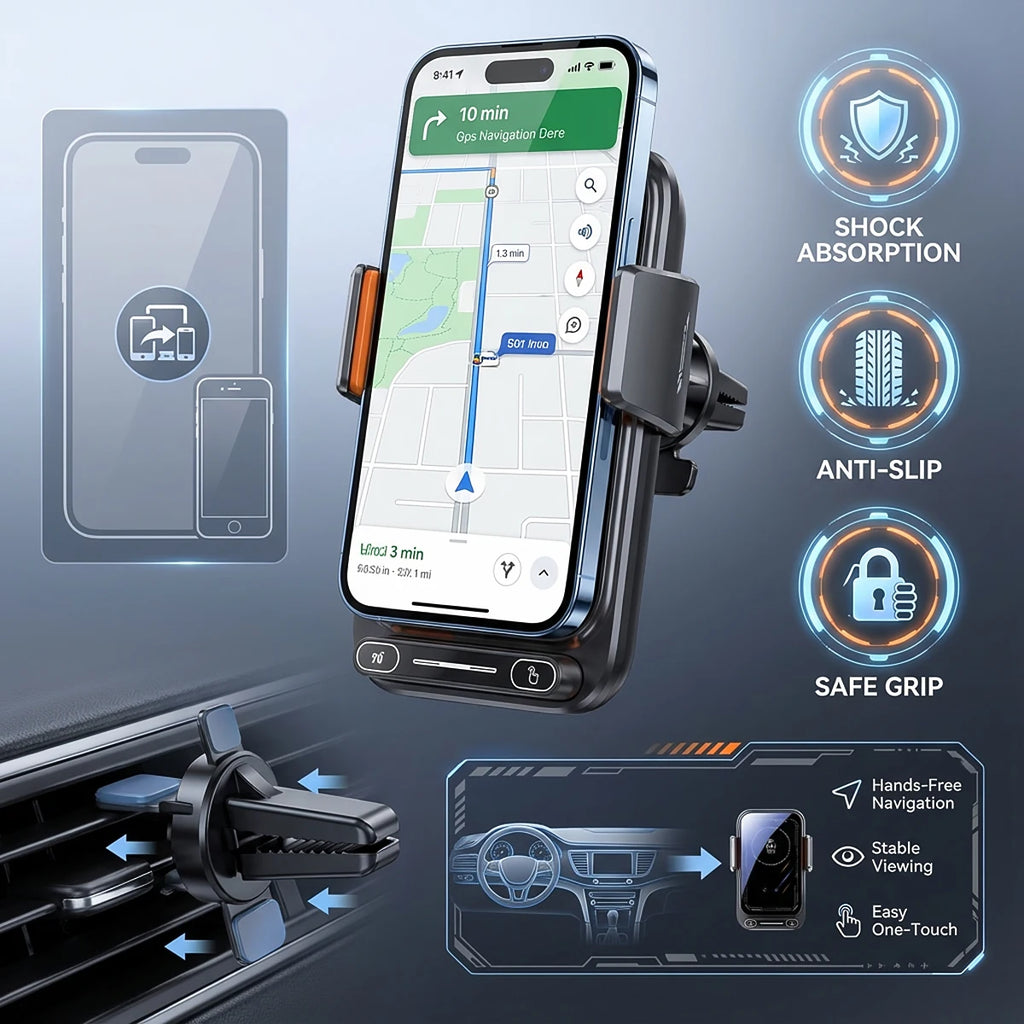 Suporte para Carro com Carregamento Sem Fios 15W | Suporte Automático Qi