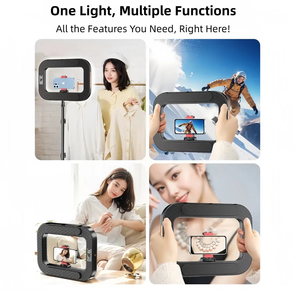 Ring Light LED Portátil Recarregável | Luz para Vídeos, Lives e Fotografia