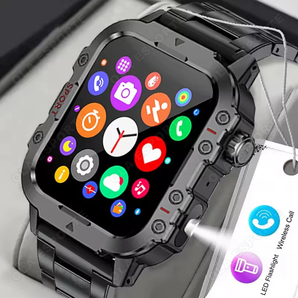 Smartwatch Militar 2025 | Chamadas Bluetooth, GPS e Monitor de Saúde