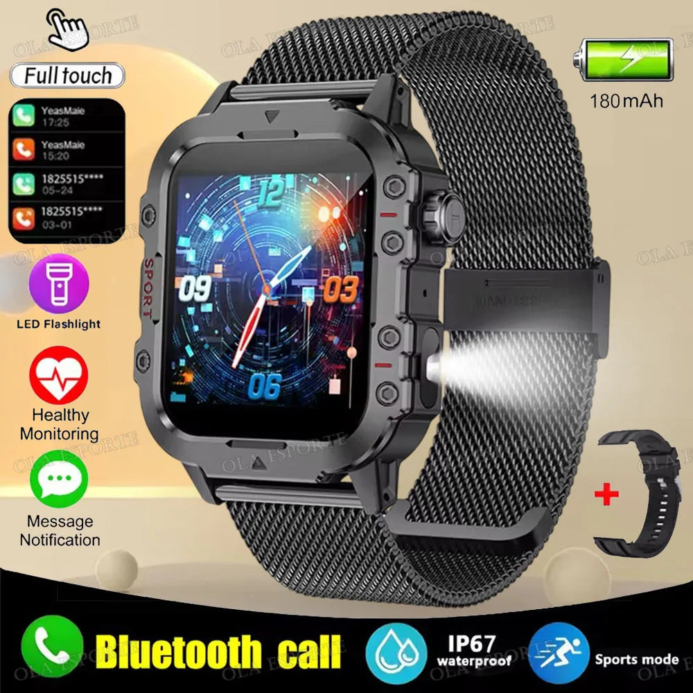 Smartwatch Militar 2025 | Chamadas Bluetooth, GPS e Monitor de Saúde