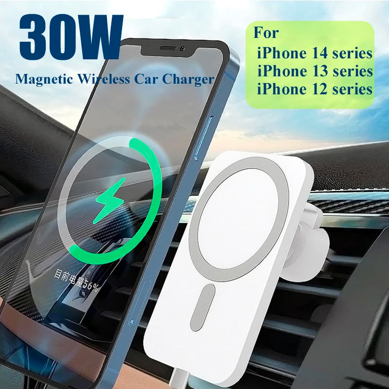 Suporte Magnético para Carro com Carregamento Sem Fios 30W | Compatível com MagSafe