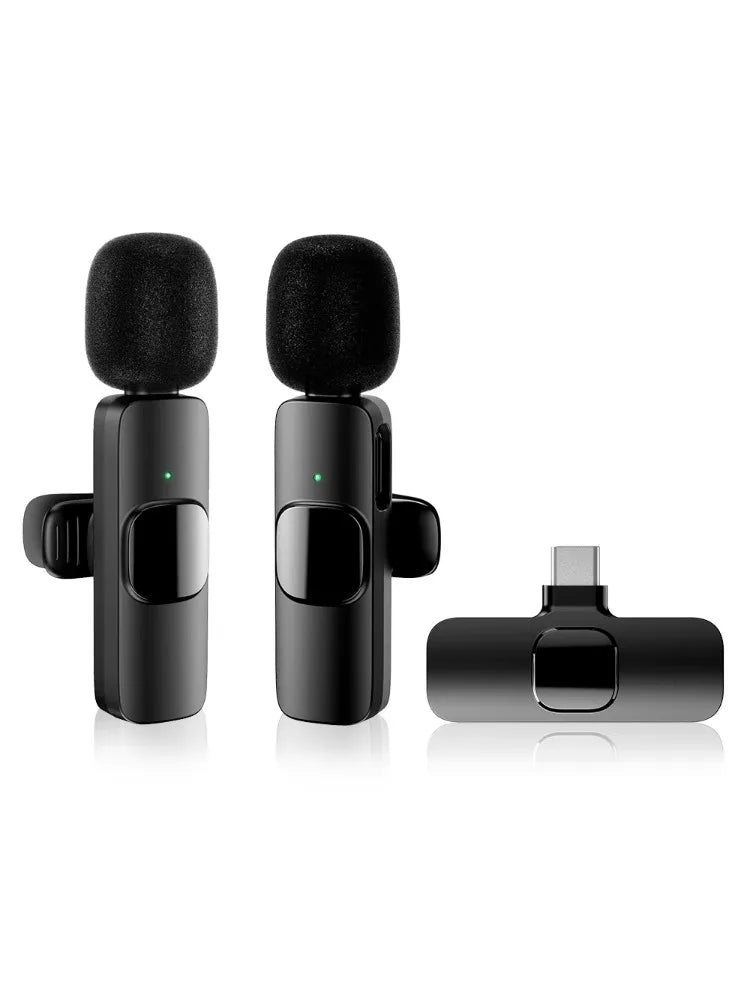 Microfone Lavalier Sem Fios USB-C | Redução de Ruído para iPhone e Android