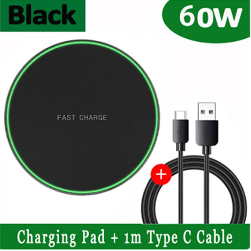 Carregador Sem Fios 60W USB-C | Base Wireless para Smartphones Compatíveis