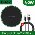 Carregador Sem Fios 60W USB-C | Base Wireless para Smartphones Compatíveis