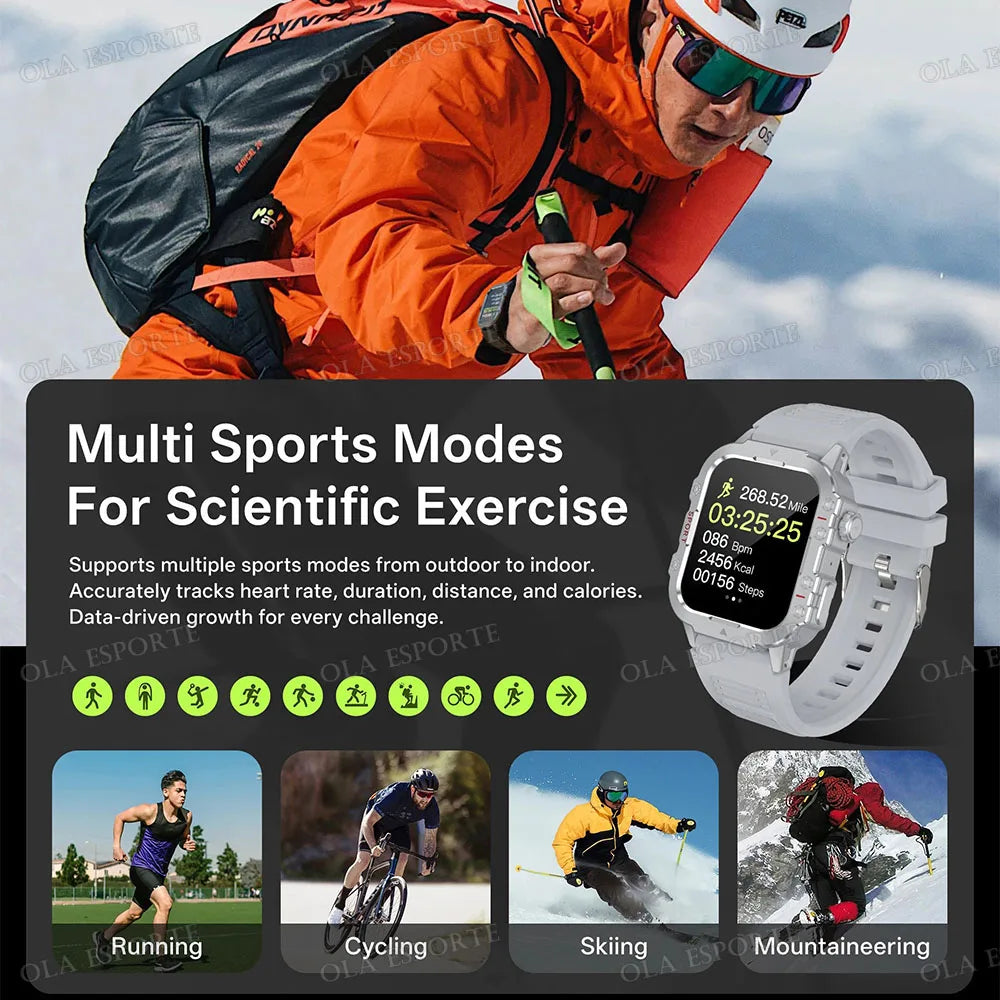 Smartwatch Militar 2025 | Chamadas Bluetooth, GPS e Monitor de Saúde