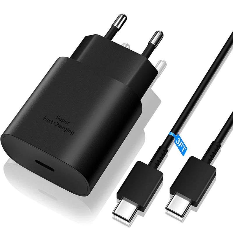 Carregador USB-C 25W com Cabo USB-C | Carregamento Rápido para Samsung e iPhone