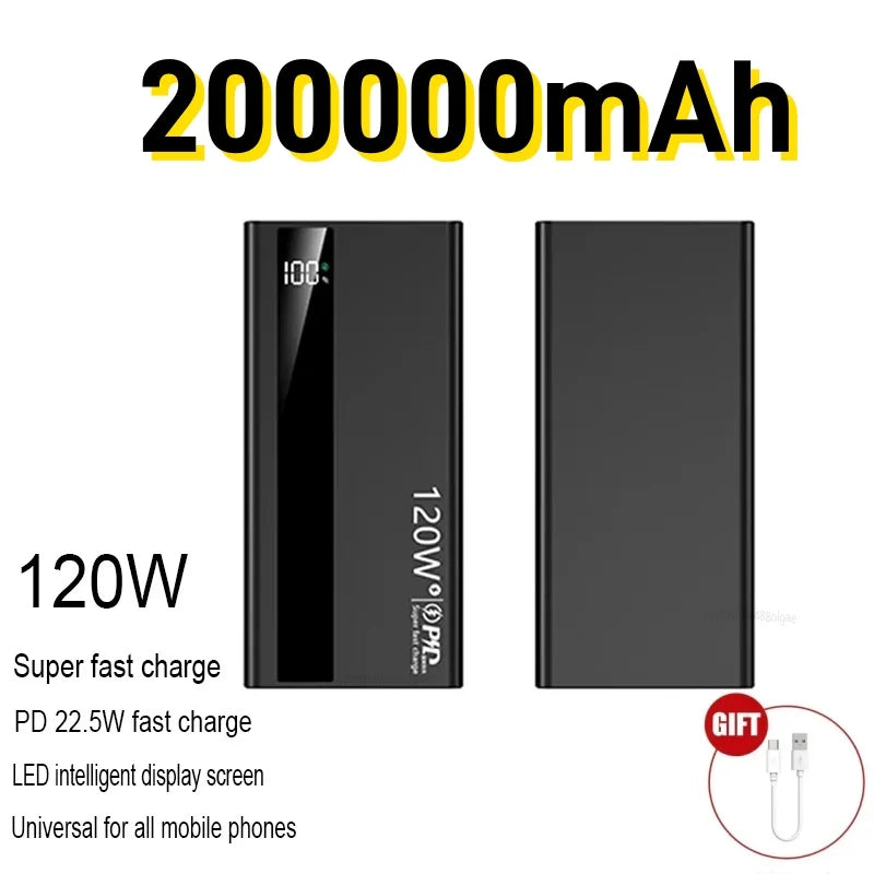 Power Bank 500000mAh 120W | Carregador Portátil de Carregamento Rápido
