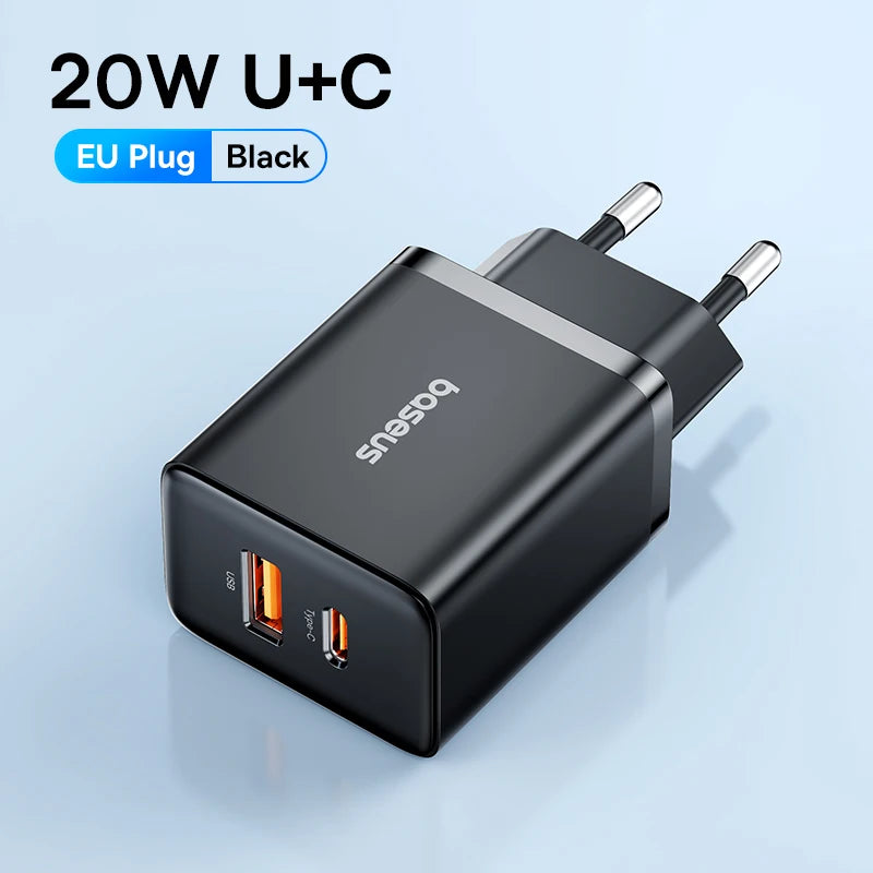 Carregador USB-C Baseus 20W PD | Carregamento Rápido para iPhone e Android