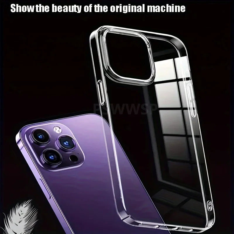 Capa transparente de luxo para iPhone 17 Air 16 15 14 Plus 13 12 11 Pro Max Shockproof HD Clear capa traseira acrílica dura