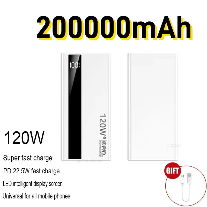 Power Bank 500000mAh 120W | Carregador Portátil de Carregamento Rápido