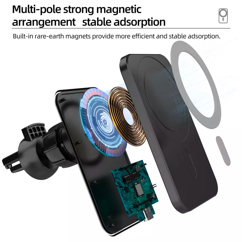 Suporte Magnético para Carro com Carregamento Sem Fios 30W | Compatível com MagSafe